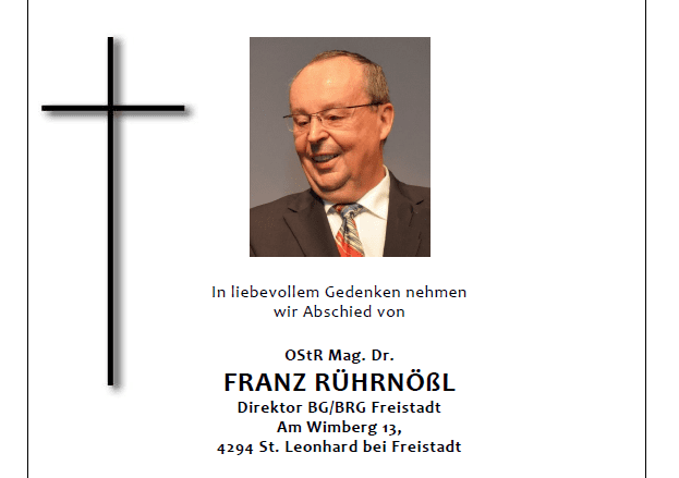 In Gedenken an Franz Rührnößl