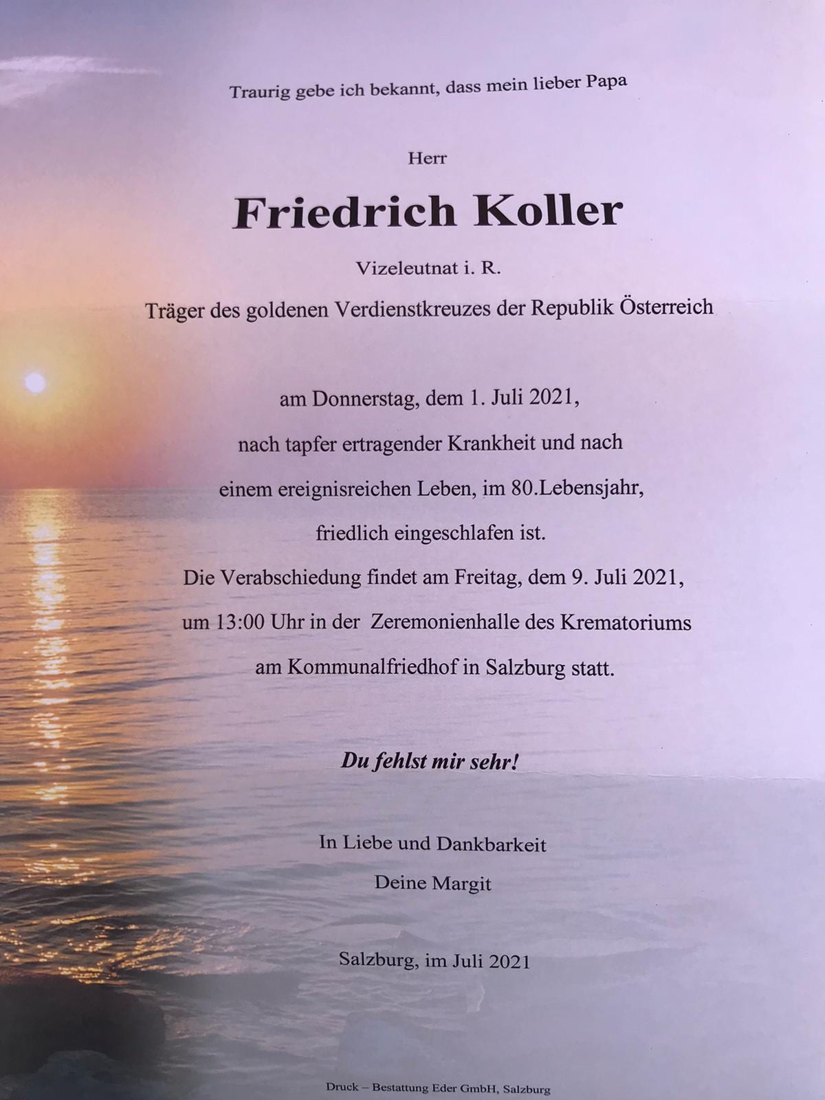 In Gedenken an Friedrich Koller